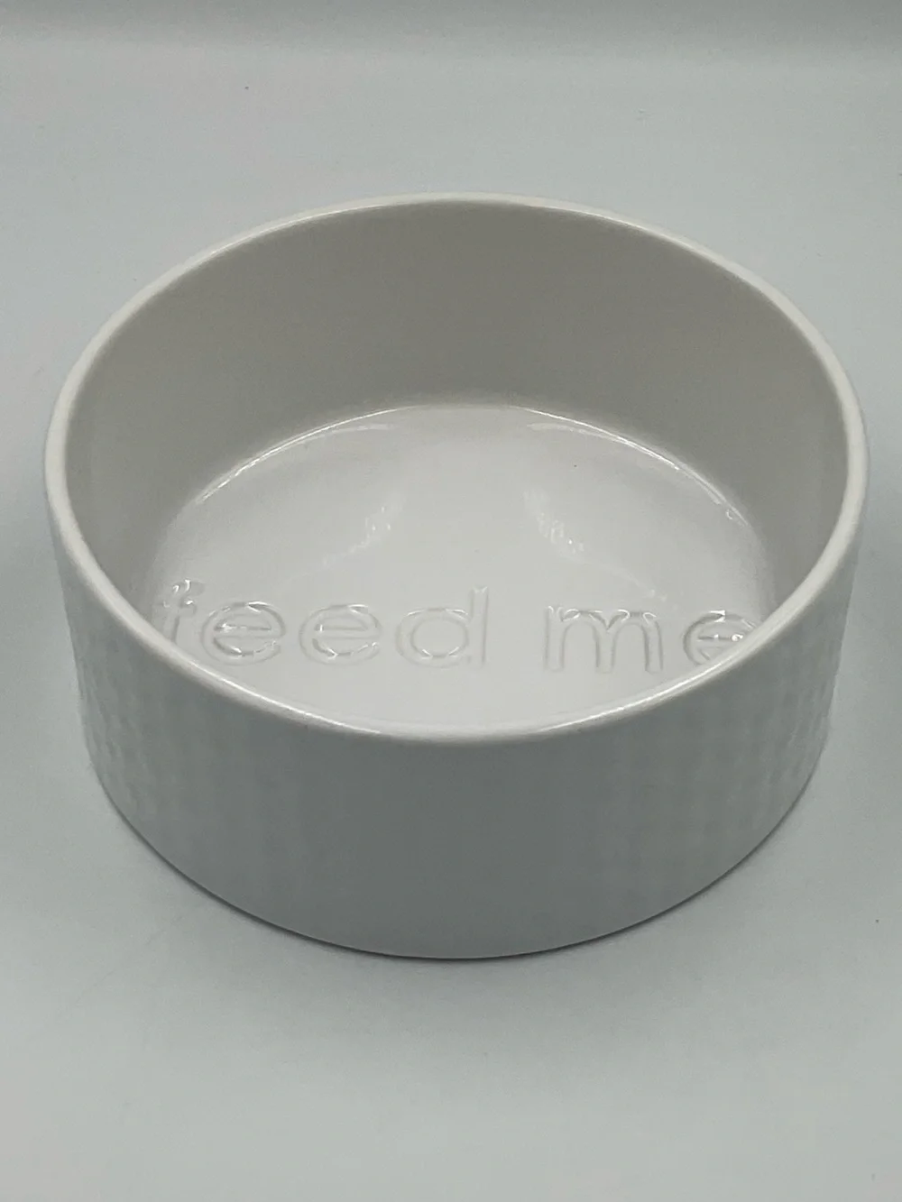 VibrantLife White Stoneware “Feed Me” Pet Bowl